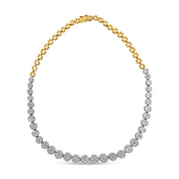 IGI certified 14K yellow gold necklace with 14.75 cttw pave set round-cut diamonds, F-G color, S2-I1 clarity