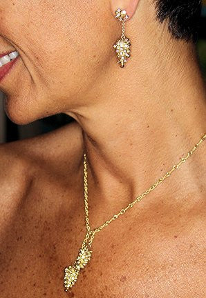 Grapes Drop Earrings with Interchangeable Studs- 2 parts-14K Gold-1