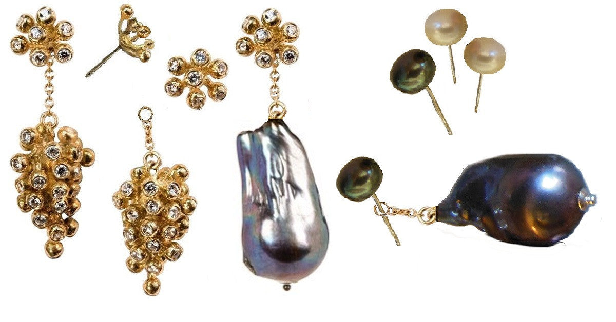Grapes Drop Earrings-18K Gold and Diamonds-15