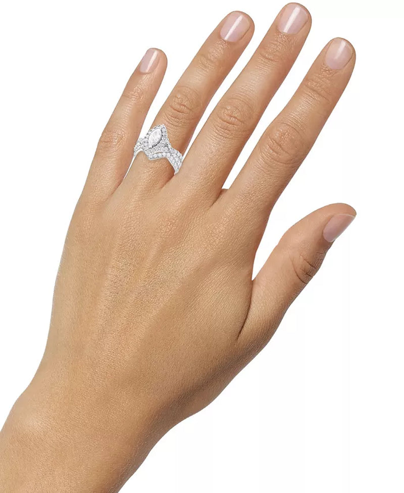 Stunning 2 Ct. T.W. Diamond Marquise Bridal Set in Elegant 14K White Gold