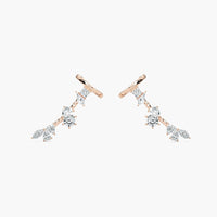Mixed shape lab grown diamond cuff earrings in 14K rose gold with multiple diamond cuts totaling 4.50 carats