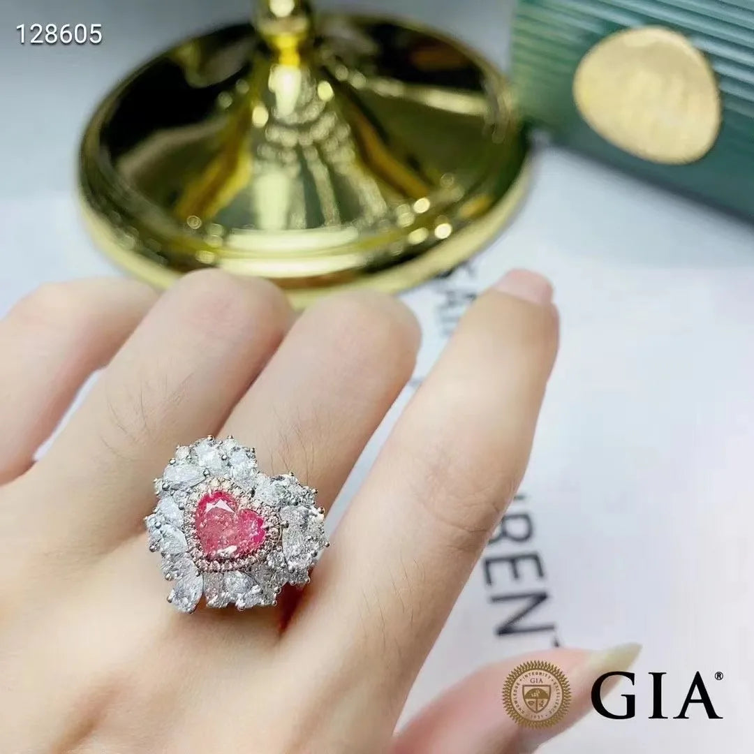 SGARIT GIA Certified Fine Jewelry 18k Gold 1.51ct Light Pinkish Brown Diamond Pink Diamond Heart Cut Jewellery Engagement Ring - The Sparkling Squirrels