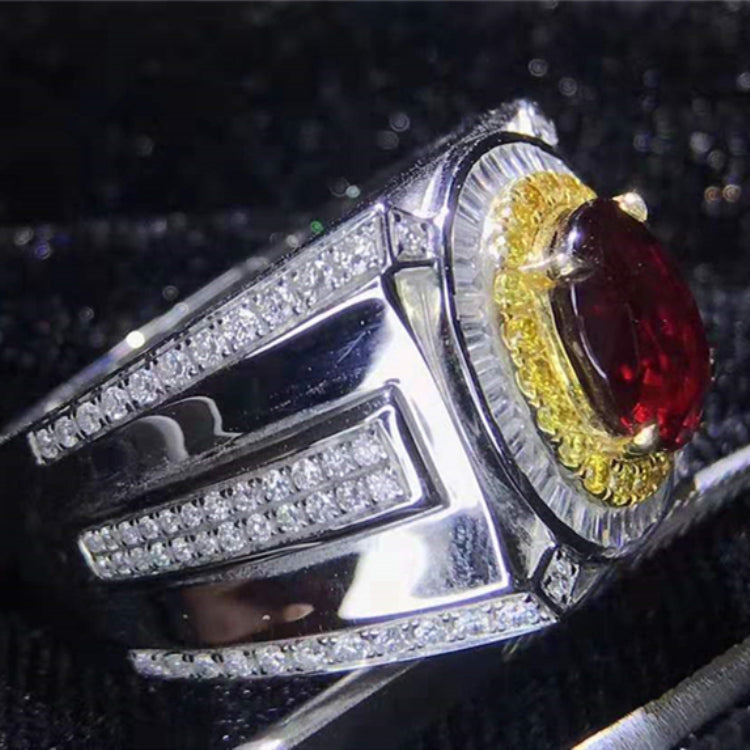 SGARIT Grand Luxury Jewelry Men High Quality Gemstone AU750 18k Gold Pigeon Blood 3.22ct Natural Unheated Ruby Men's Ring - The Sparkling Squirrels