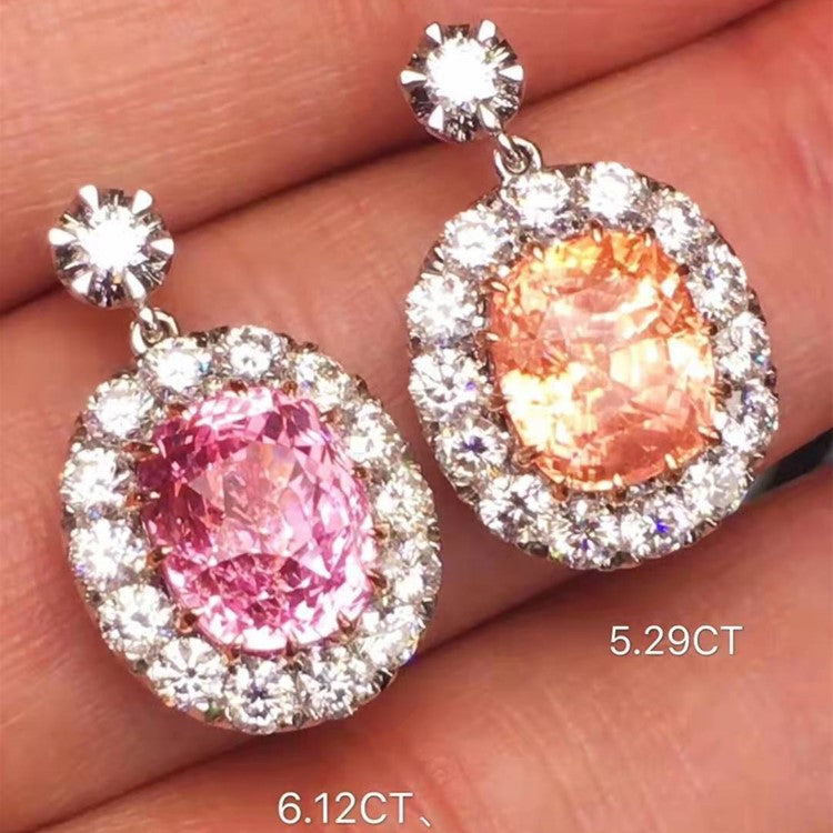 Royal Sapphire “Eternal Dawn” – 18K Gold Sri‑Lankan Pad Padparadscha Wedding Set (Un‑heated, Natural) - The Sparkling Squirrels