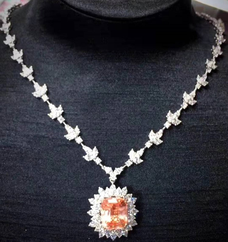 Royal Sapphire “Eternal Dawn” – 18K Gold Sri‑Lankan Pad Padparadscha Wedding Set (Un‑heated, Natural) - The Sparkling Squirrels