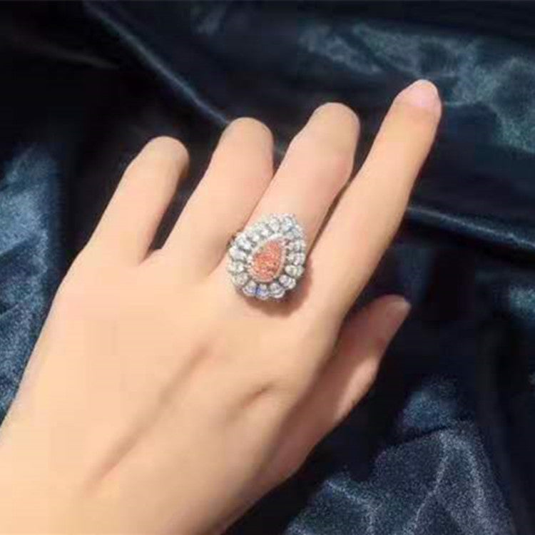 Wholesale Luxury 18k Real Gold Natural Diamond Jewelry 2.0ct Natural VS Pink Diamond Necklace Pendant Ring Dual Use - The Sparkling Squirrels