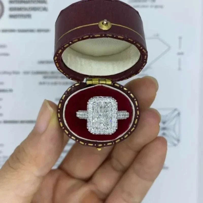 14K White Gold 2CT Radiant Cut Lab Grown Diamond Engagement Ring DEF VS CVD HPHT Lab Diamond Engagement Ring 4/3 Halo Rings IGI - The Sparkling Squirrels & Co.