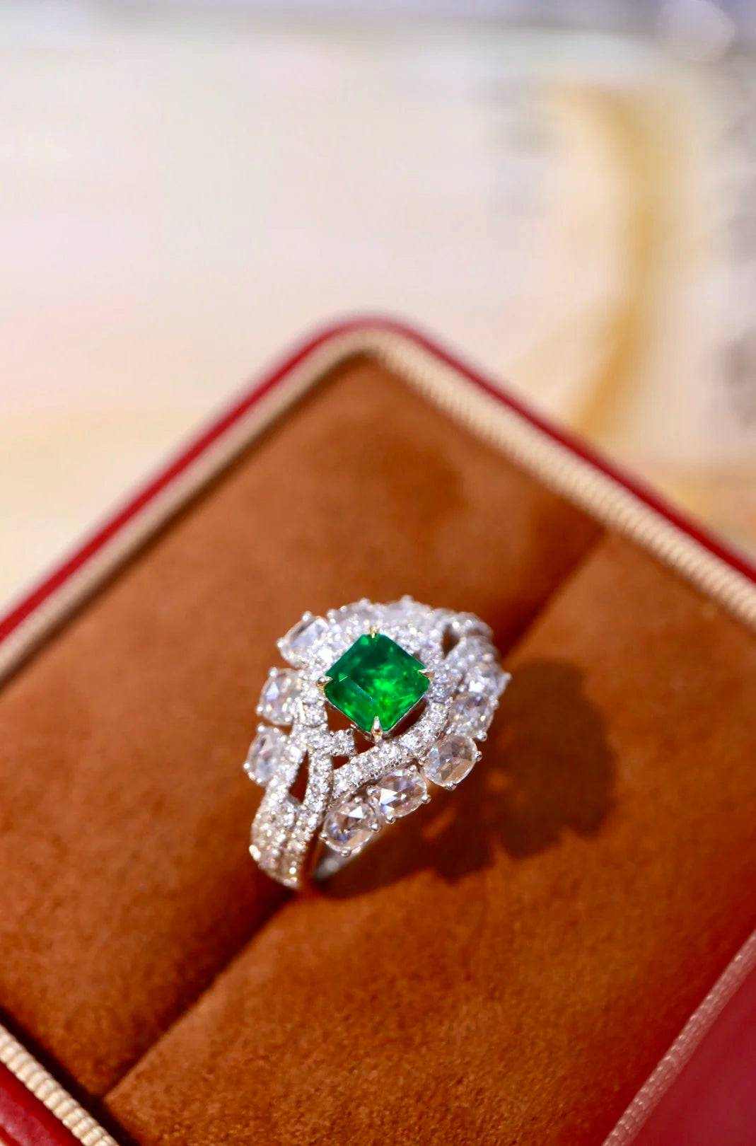 FH25 Emerald Rings Fine Jewelry 18K Gold Natural Green Emerald 0.72ct Gemstones Male Rings for Men's Fine Ring - The Sparkling Squirrels & Co.
