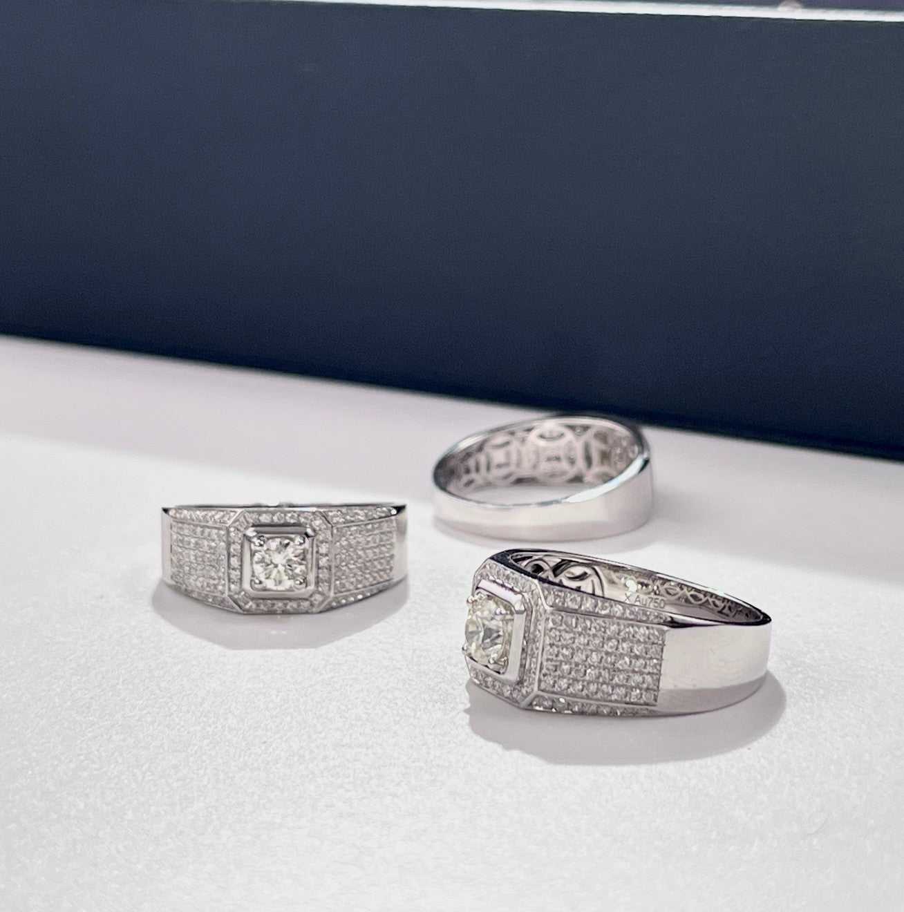 Exquisite paved bling wedding men ring with sparkling stones and intricate design for engagement and bridal wear