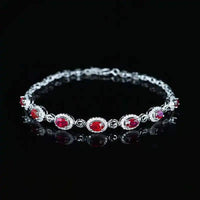 SGARIT 18K white gold vintage bracelet with GRC certified 2.45CT ruby and diamond accents