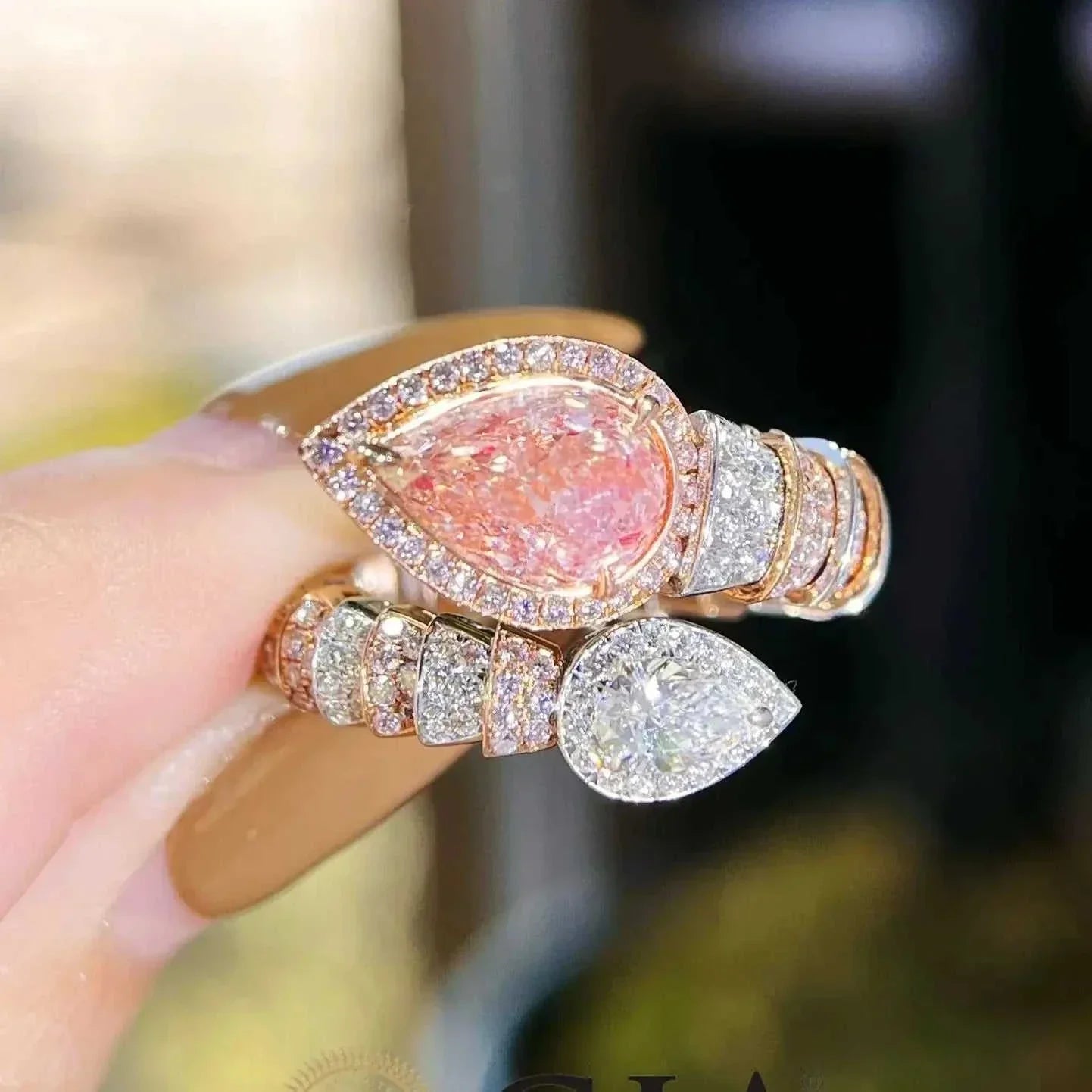 The Emberheart Covenant ring featuring a 2.03CT GIA fancy brown pink diamond in 18K gold with intricate diamond detailing