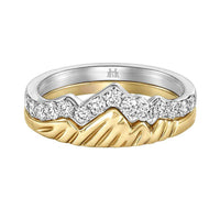 18K yellow and white gold Luxe Edition Teton stacking rings set with diamonds