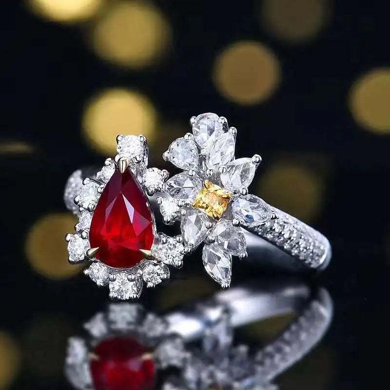 SGARIT Fine Jewelry Mozambique 18k Gold 1.04ct Unheated Natural Pigeon Red Ruby Diamond Ring AIGS Certificate for Woman Gifts - The Sparkling Squirrels & Co.