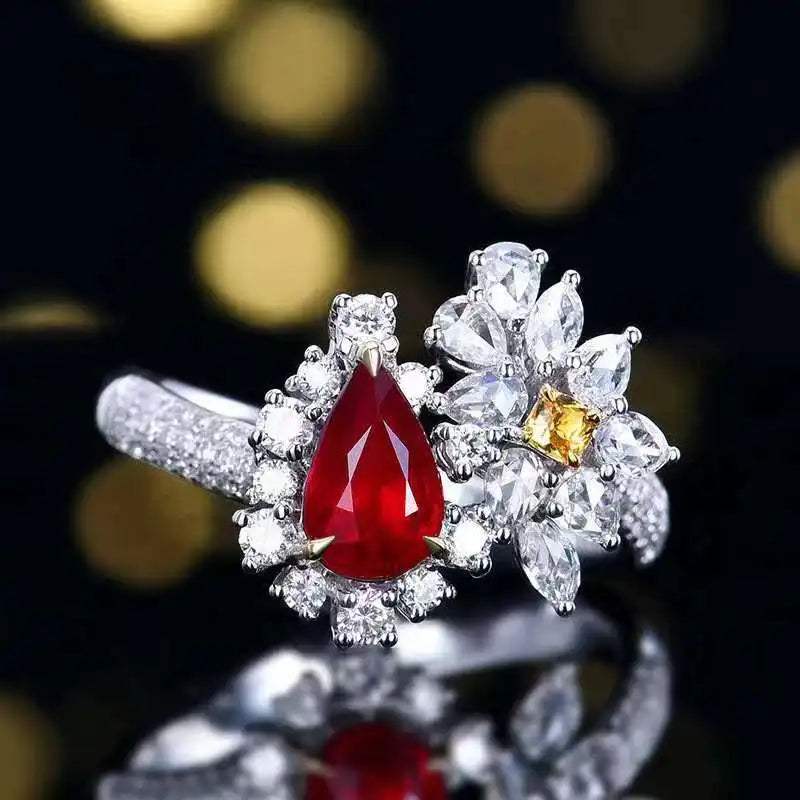 SGARIT Fine Jewelry Mozambique 18k Gold 1.04ct Unheated Natural Pigeon Red Ruby Diamond Ring AIGS Certificate for Woman Gifts - The Sparkling Squirrels & Co.