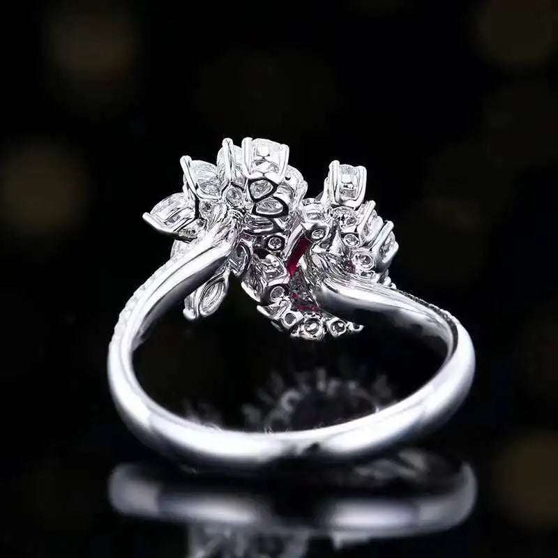 SGARIT Fine Jewelry Mozambique 18k Gold 1.04ct Unheated Natural Pigeon Red Ruby Diamond Ring AIGS Certificate for Woman Gifts - The Sparkling Squirrels & Co.