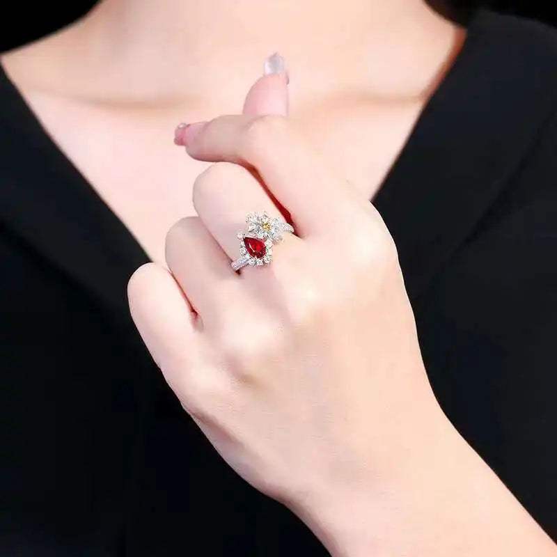 SGARIT Fine Jewelry Mozambique 18k Gold 1.04ct Unheated Natural Pigeon Red Ruby Diamond Ring AIGS Certificate for Woman Gifts - The Sparkling Squirrels & Co.
