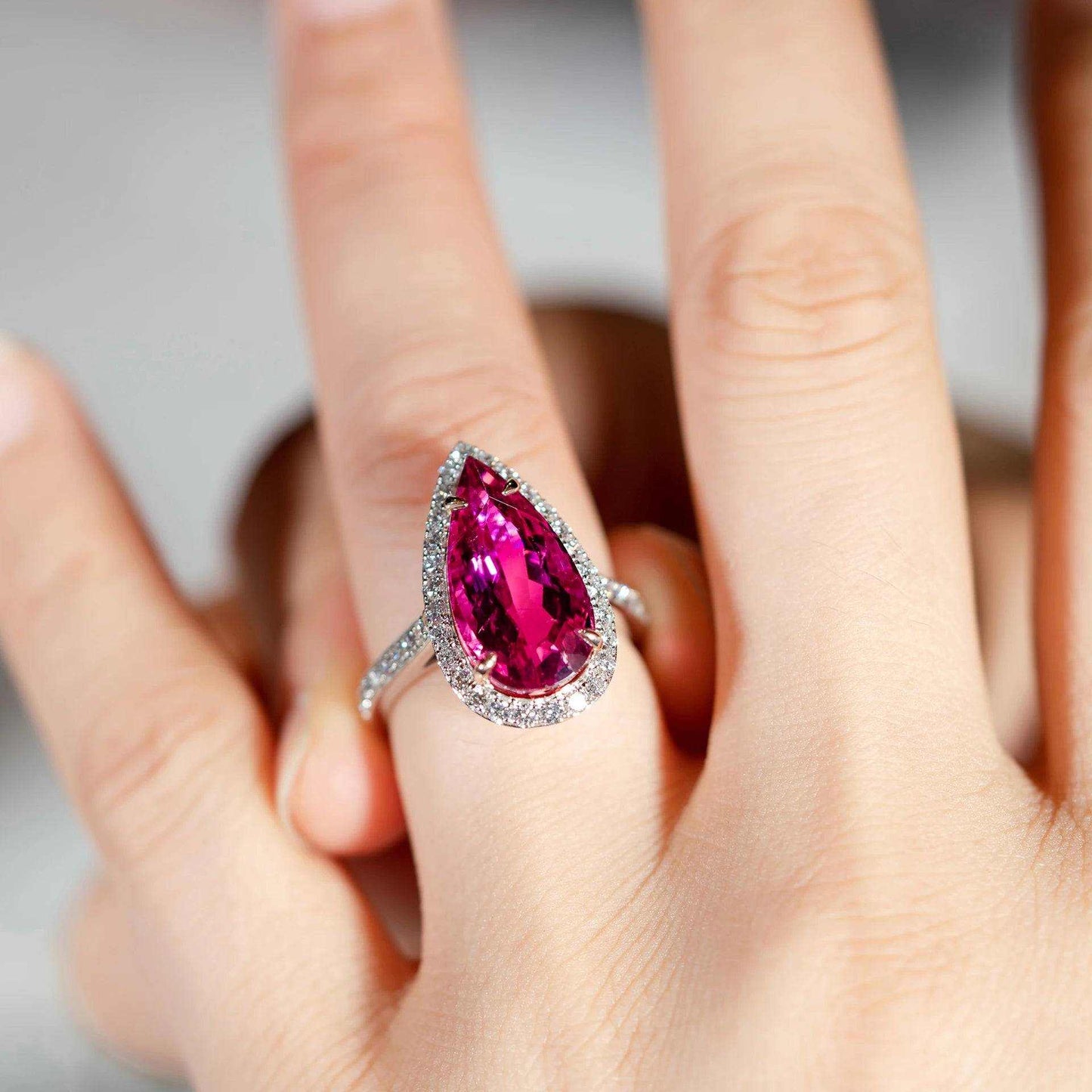 Fashion Design Wedding Pear Shape Gemstone Ring Gold Elegant Classic Rubilite 18k Gold Rings for Women Jewelry - The Sparkling Squirrels & Co.