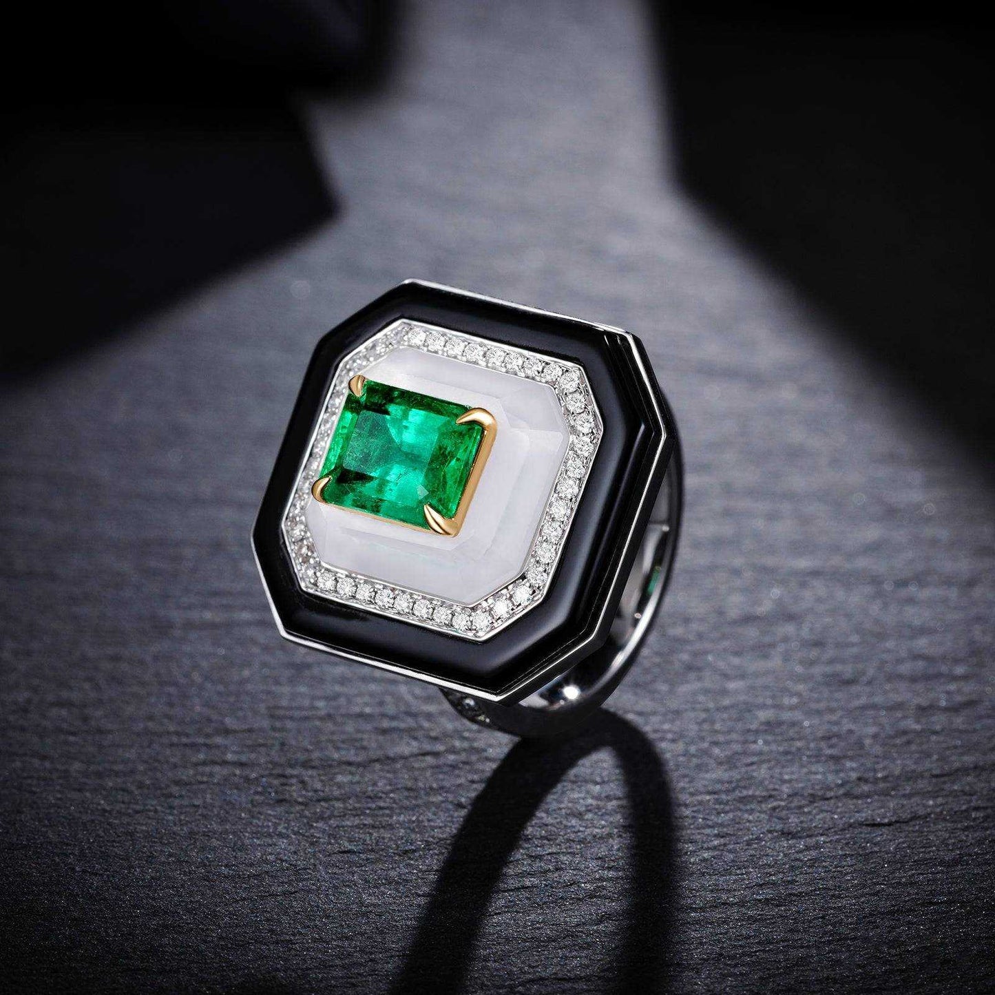 Natural Emerald With Diamond New Design Stone Fashion 18k Gold Jewelry Rings Women & Men - The Sparkling Squirrels & Co.
