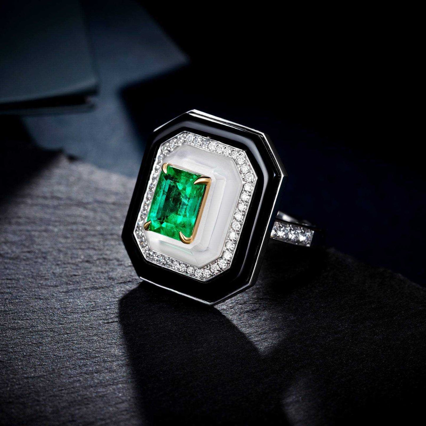 Natural Emerald With Diamond New Design Stone Fashion 18k Gold Jewelry Rings Women & Men - The Sparkling Squirrels & Co.