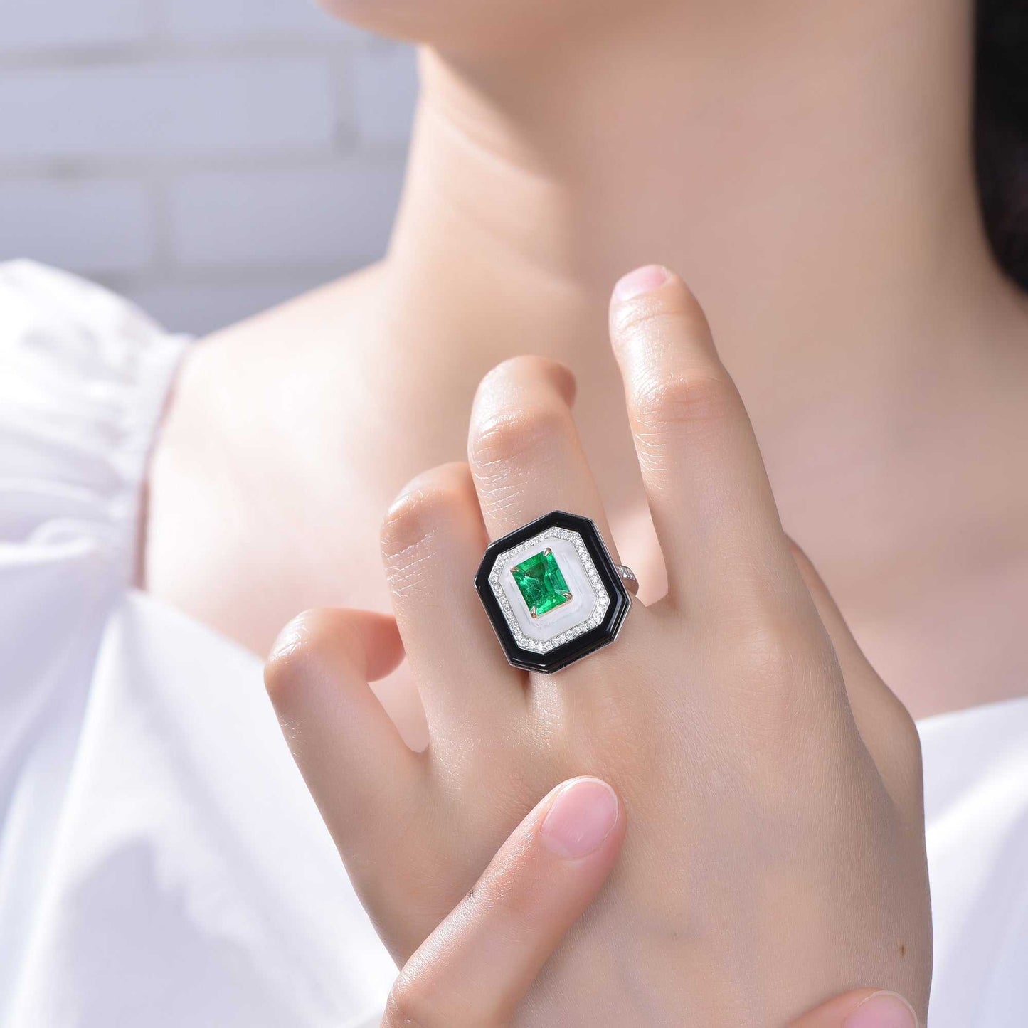 Natural Emerald With Diamond New Design Stone Fashion 18k Gold Jewelry Rings Women & Men - The Sparkling Squirrels & Co.