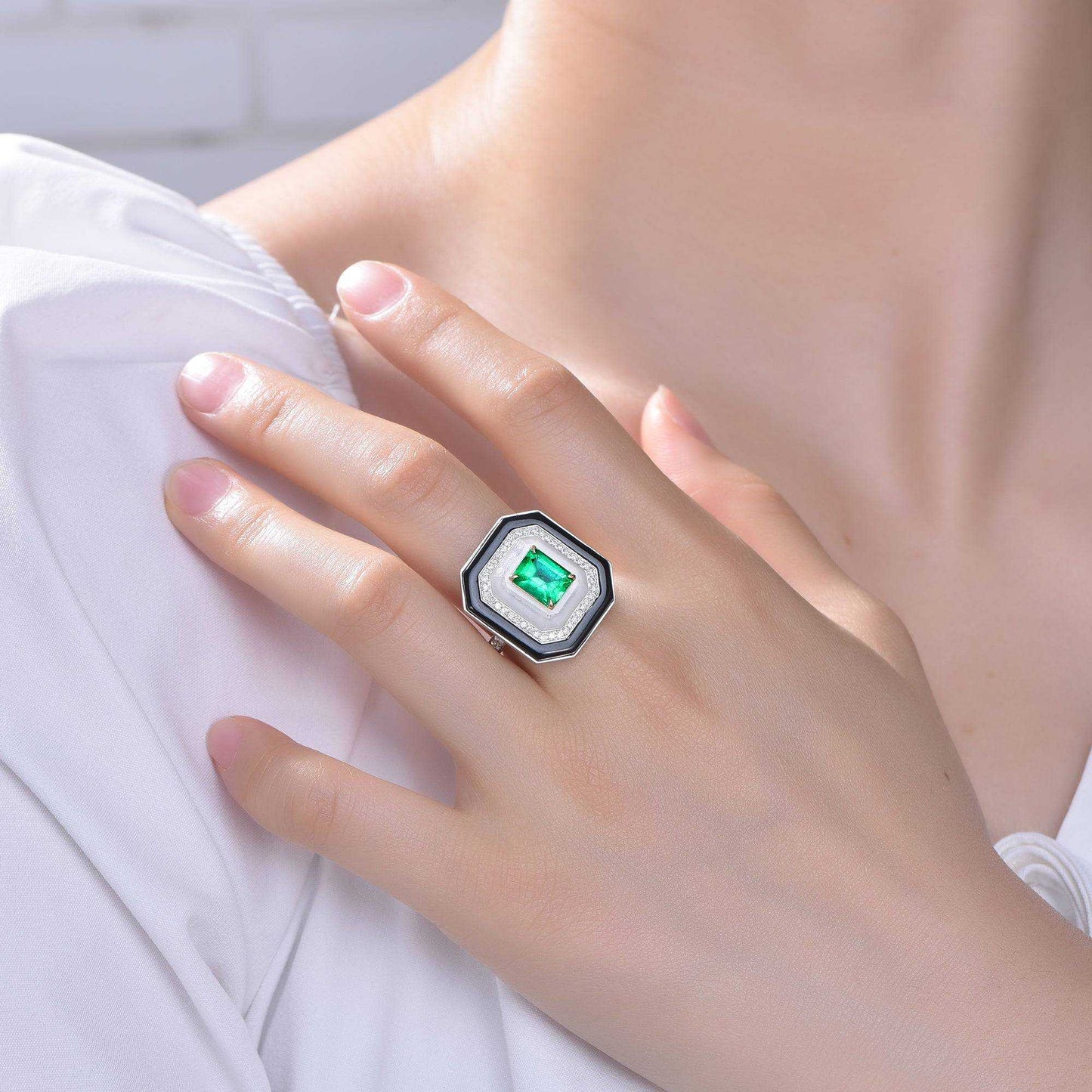 Natural Emerald With Diamond New Design Stone Fashion 18k Gold Jewelry Rings Women & Men - The Sparkling Squirrels & Co.