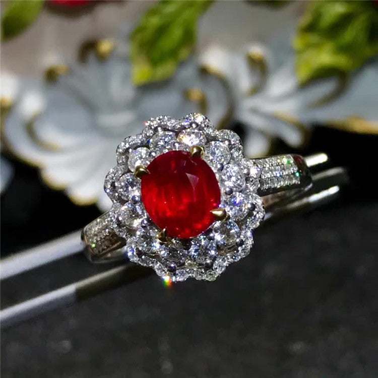 SGARIT AU 750 18kt Gold 1.53 Carats Ruby Original Products Cheap Price Red Gemstone Engagement Ring With Diamond - The Sparkling Squirrels & Co.