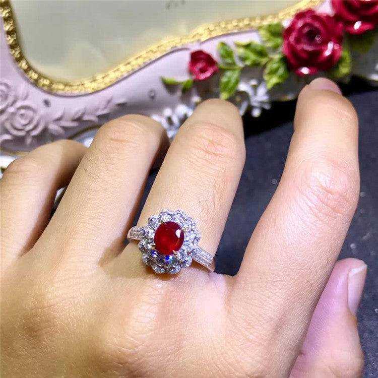 SGARIT AU 750 18kt Gold 1.53 Carats Ruby Original Products Cheap Price Red Gemstone Engagement Ring With Diamond - The Sparkling Squirrels & Co.