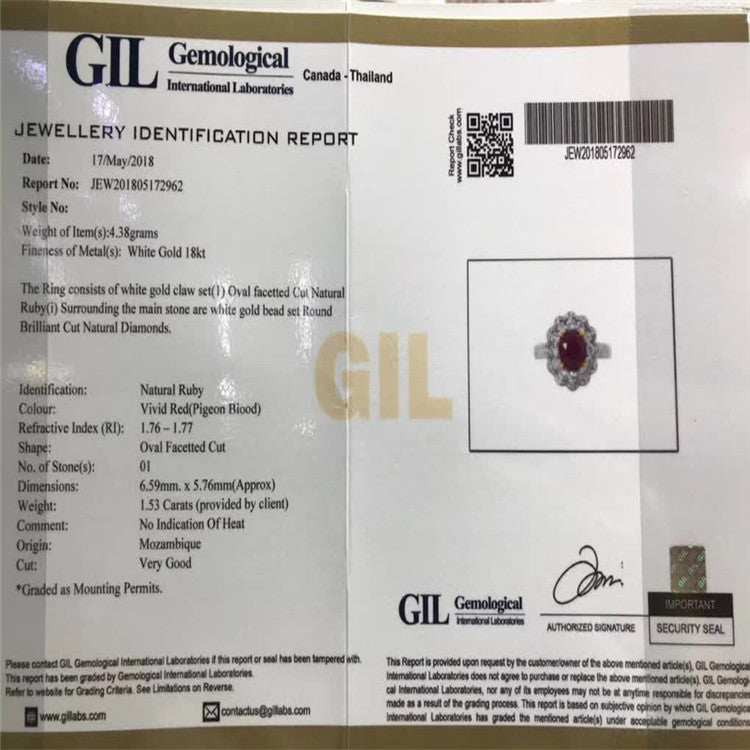SGARIT AU 750 18kt Gold 1.53 Carats Ruby Original Products Cheap Price Red Gemstone Engagement Ring With Diamond - The Sparkling Squirrels & Co.