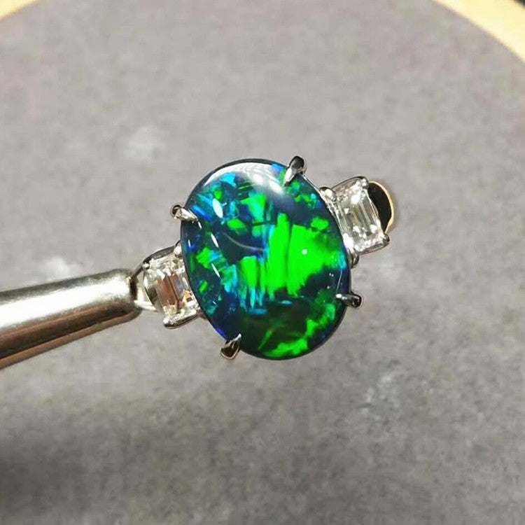 SGARIT Rare Precious Gems Ring Fine Jewelry for Investment Collection Auction House Platinum 5.63ct Black Opal Ring Women - The Sparkling Squirrels & Co.