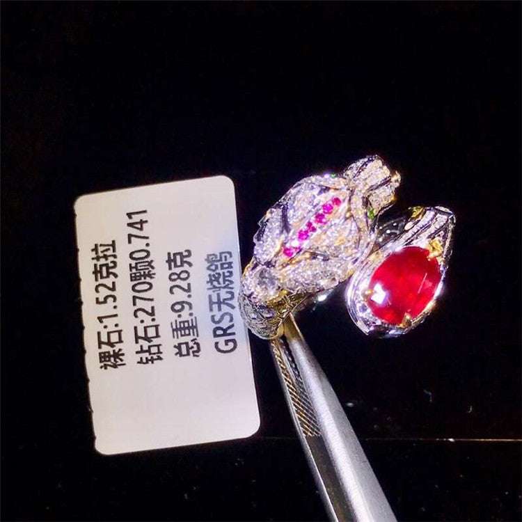 SGARIT Natural Gemstone Jewelry Custom 1.52ct Mozambique Pigeon Blood Unheated Natural Ruby Ring Engagement Women - The Sparkling Squirrels & Co.