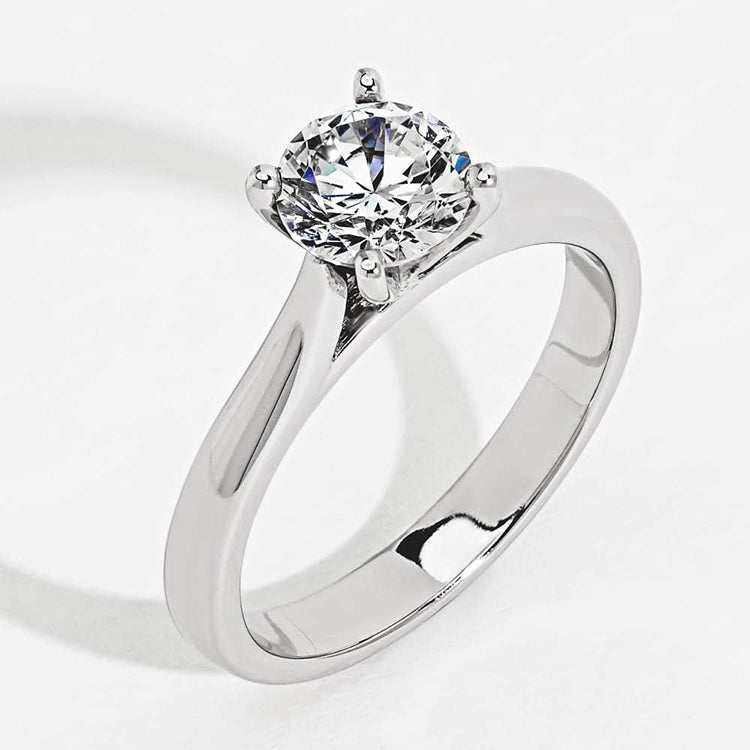 SGARIT Trendy Jewelry 10K white gold solitaire ring with 1.00CT round lab grown diamond in four prong setting
