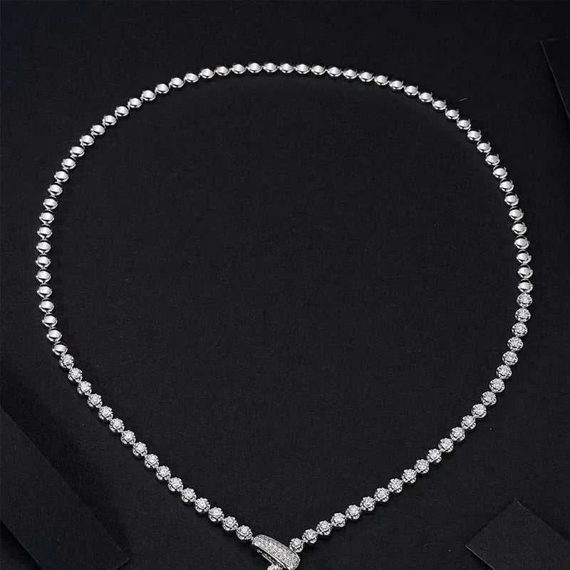 European and American trend ins bubble large set chain 18k gold diamond clavicle necklace luxury 3.951 carat pendant