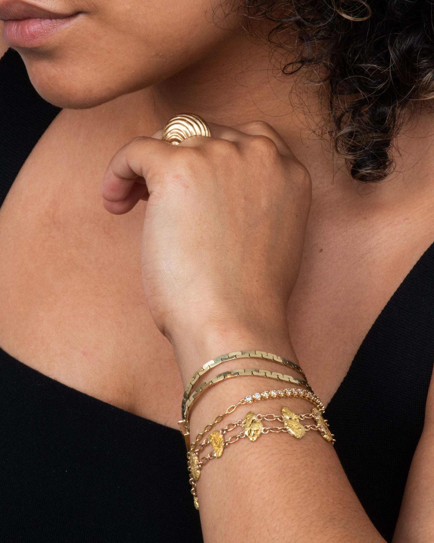 Gold Nugget Double Cable Chain Bracelet - The Sparkling Squirrels & Co.