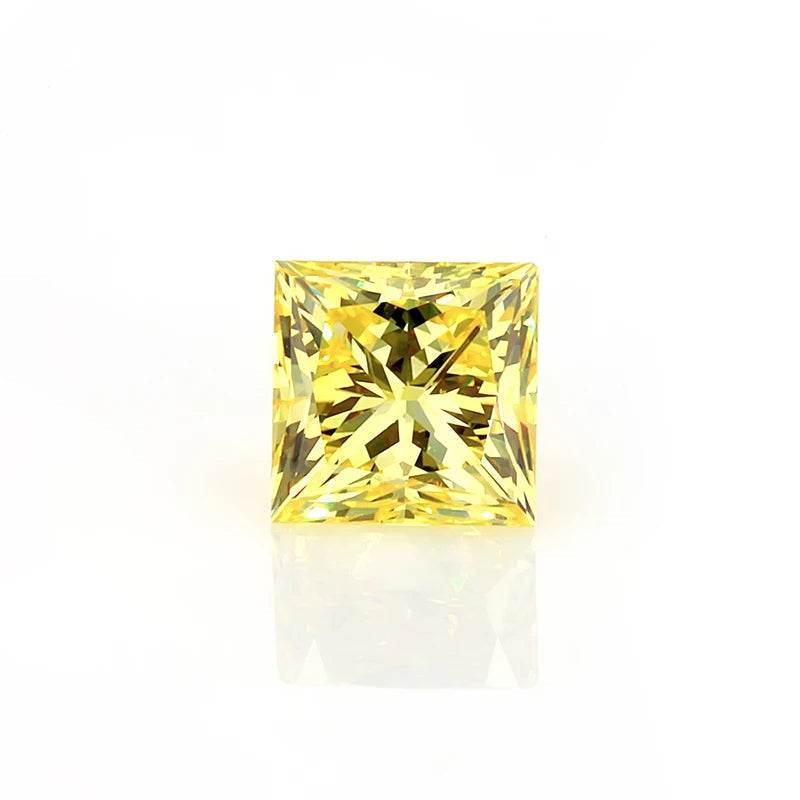 1carat vivid yellow princess cut diamond with excellent cut and laser drilling certified by IGI