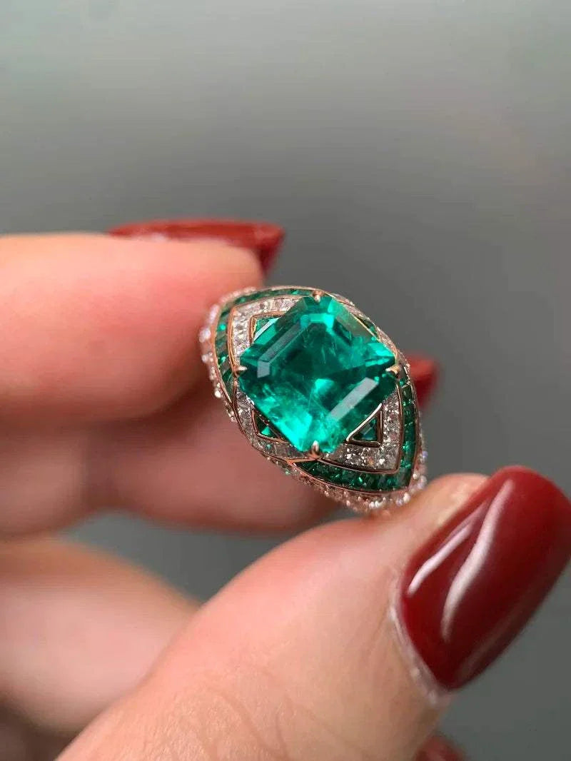 Ruif Real Luxury 18k Gold 3.44ct Lab Grown Emerald Men Rings Lab Grown Diamond Ring Gift Fine Jewelry - The Sparkling Squirrels & Co.