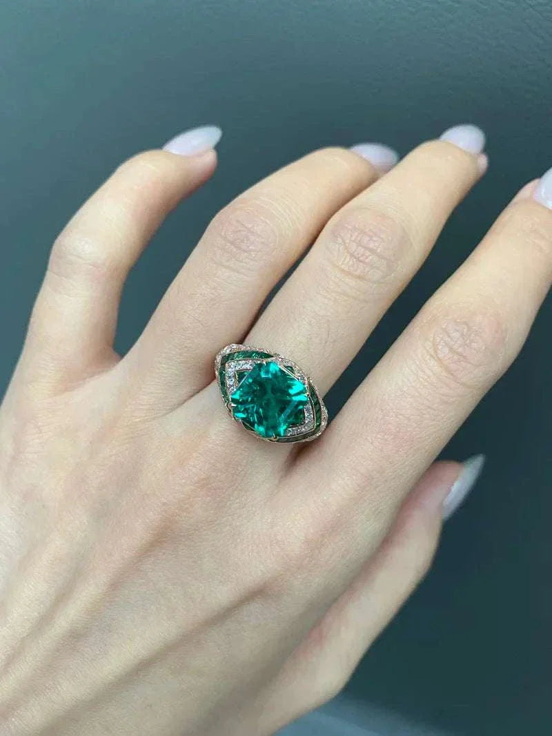 Ruif Real Luxury 18k Gold 3.44ct Lab Grown Emerald Men Rings Lab Grown Diamond Ring Gift Fine Jewelry - The Sparkling Squirrels & Co.