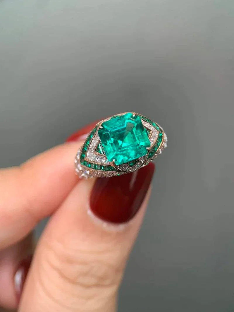 Ruif Real Luxury 18k Gold 3.44ct Lab Grown Emerald Men Rings Lab Grown Diamond Ring Gift Fine Jewelry - The Sparkling Squirrels & Co.