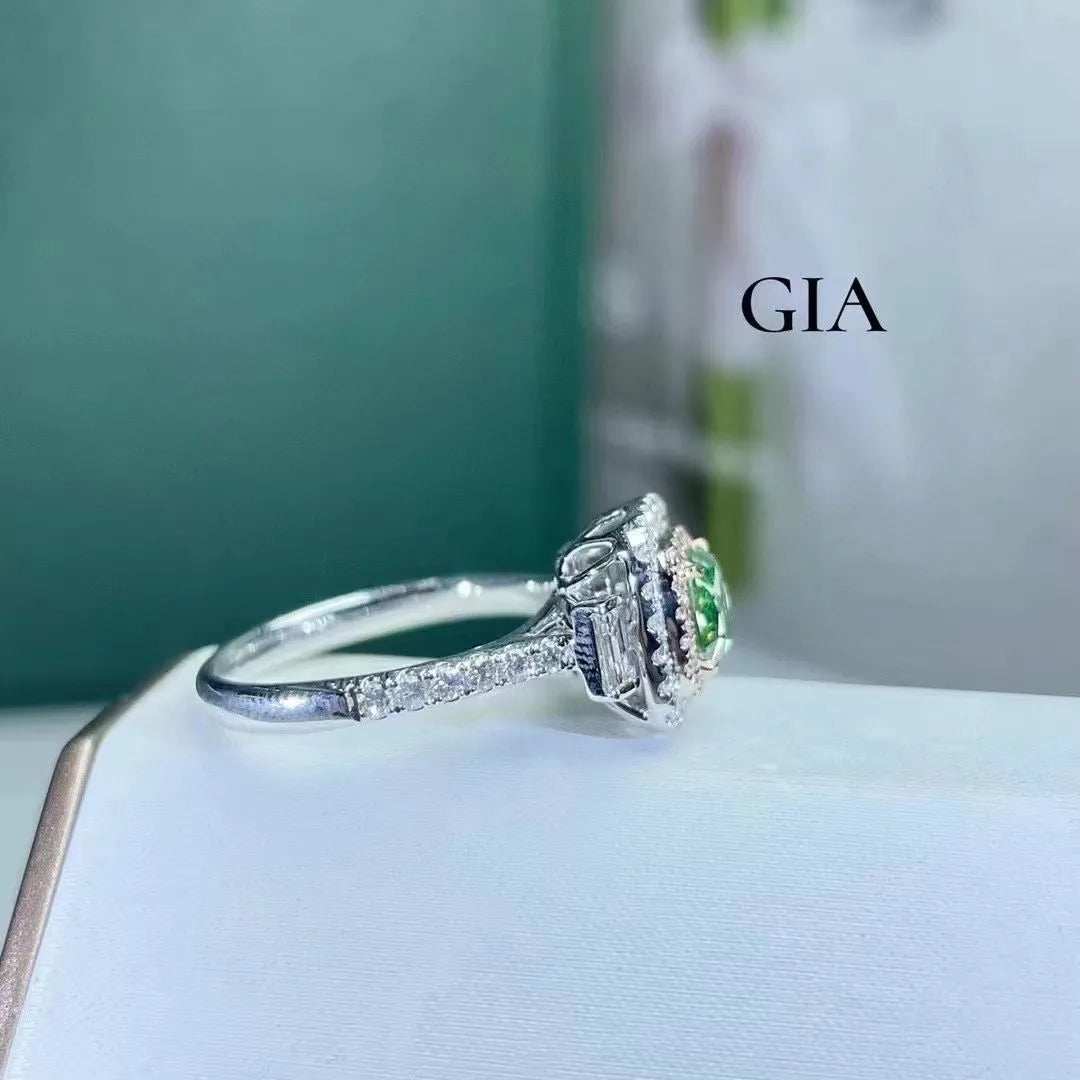 SGARIT Generous Jewelry 18k Gold GIA VS1 Cushion Cut 1.2ct Natural Fancy Brownish Greenish Yellow Diamond Ring - The Sparkling Squirrels & Co.
