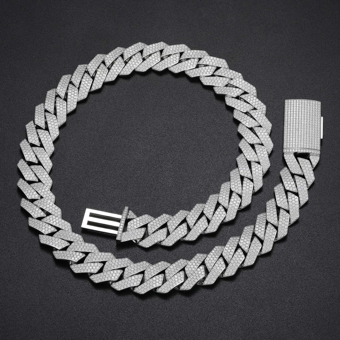 925 Sterling Silver VVS Moissanite Cuban Link Chain iced hip hop men's necklace