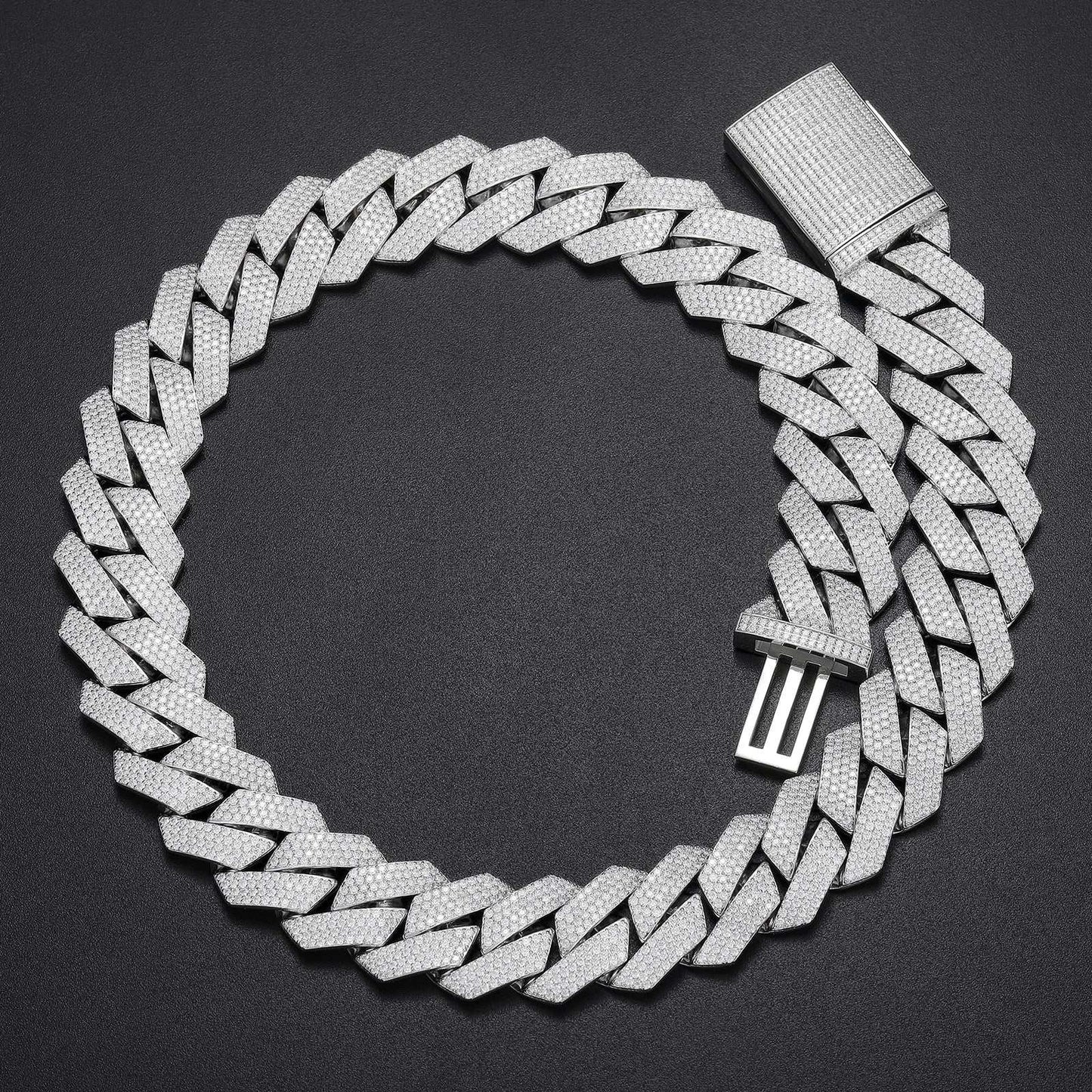 925 sterling silver VVS moissanite Cuban link chain iced necklace for men hip hop style