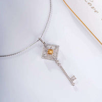 Custom key pendant necklace with bezel setting, 18k real gold, elegant Christmas jewelry for women