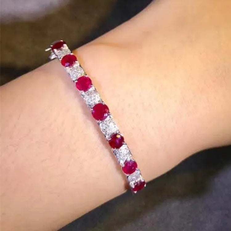 18k gold bridal bangle with 4.1ct Mozambique pigeon blood red rubies and real diamonds