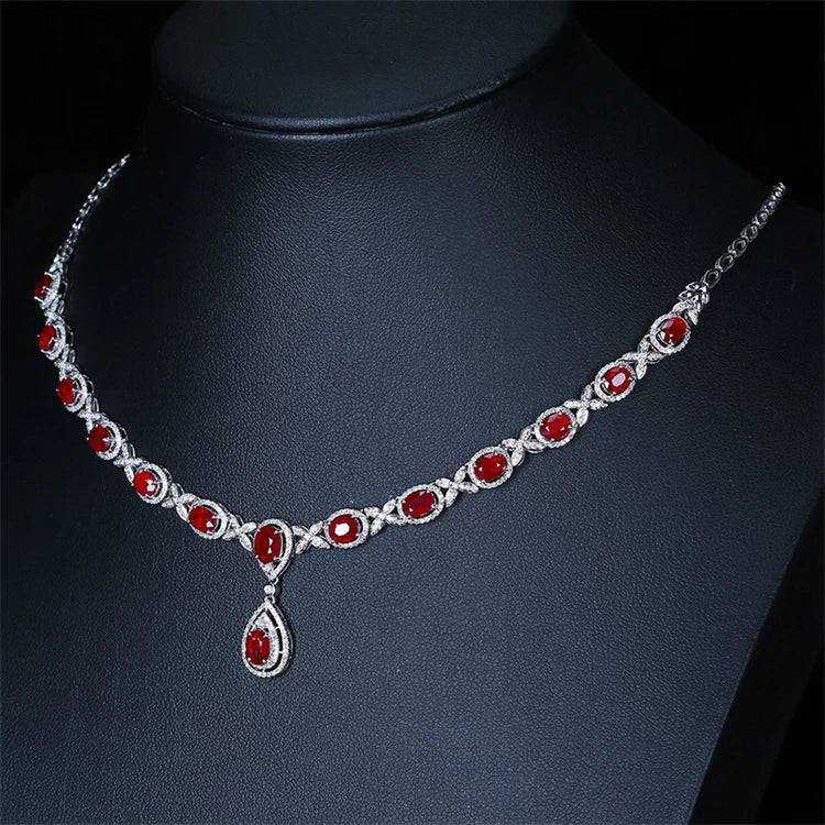 SGARIT Joyas De Boda Gemstone Fine Custom Jewellery AIGS 7.5ct Genuine Unheated Red Ruby Charm Necklace 18k Gold Jewelry - The Sparkling Squirrels & Co.