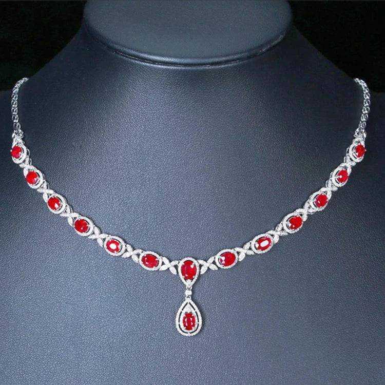SGARIT Joyas De Boda Gemstone Fine Custom Jewellery AIGS 7.5ct Genuine Unheated Red Ruby Charm Necklace 18k Gold Jewelry - The Sparkling Squirrels & Co.