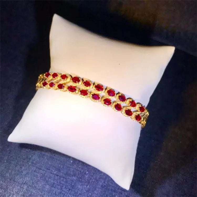Indian Style Bridal Wedding Gemstone Jewelry 18k Rose Gold South Africa Real Diamond Natural Pigeon Blood Red Ruby Bracelet - The Sparkling Squirrels & Co.