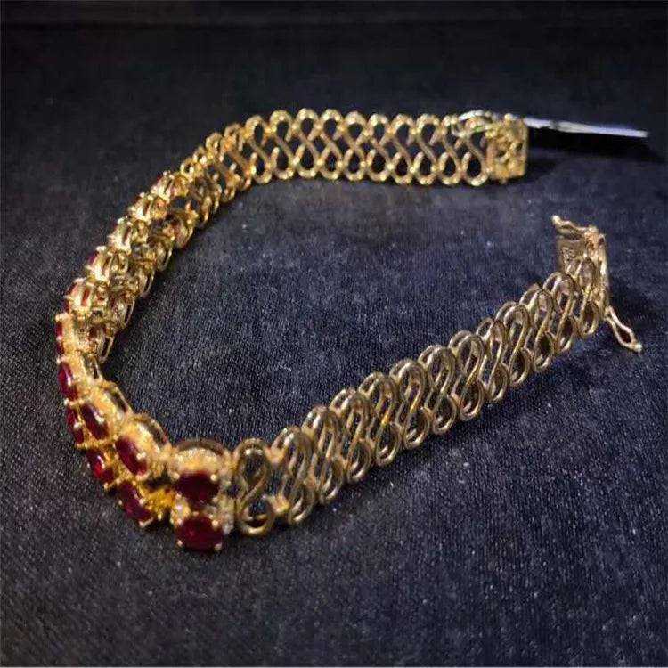 Indian Style Bridal Wedding Gemstone Jewelry 18k Rose Gold South Africa Real Diamond Natural Pigeon Blood Red Ruby Bracelet - The Sparkling Squirrels & Co.
