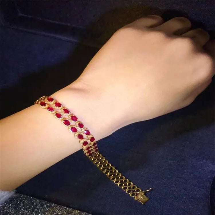Indian Style Bridal Wedding Gemstone Jewelry 18k Rose Gold South Africa Real Diamond Natural Pigeon Blood Red Ruby Bracelet - The Sparkling Squirrels & Co.