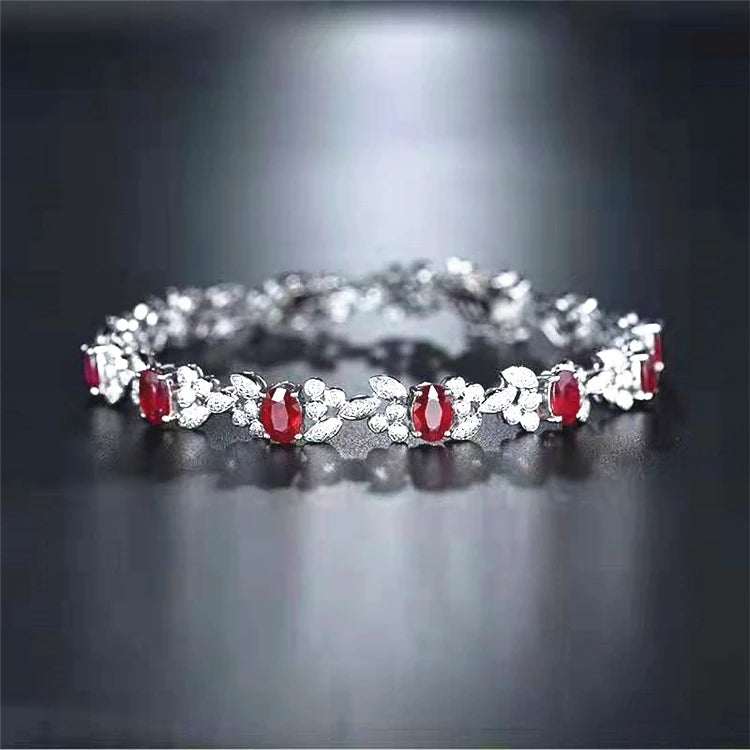 Red Gemstone Luxury Diamond Fine Jewelry 5.2ct Natural Ruby Wedding Women Bracelet - The Sparkling Squirrels & Co.