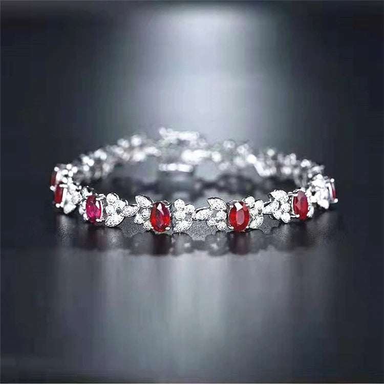 Red Gemstone Luxury Diamond Fine Jewelry 5.2ct Natural Ruby Wedding Women Bracelet - The Sparkling Squirrels & Co.