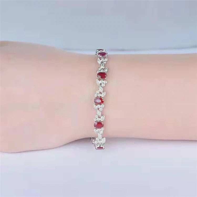 Red Gemstone Luxury Diamond Fine Jewelry 5.2ct Natural Ruby Wedding Women Bracelet - The Sparkling Squirrels & Co.